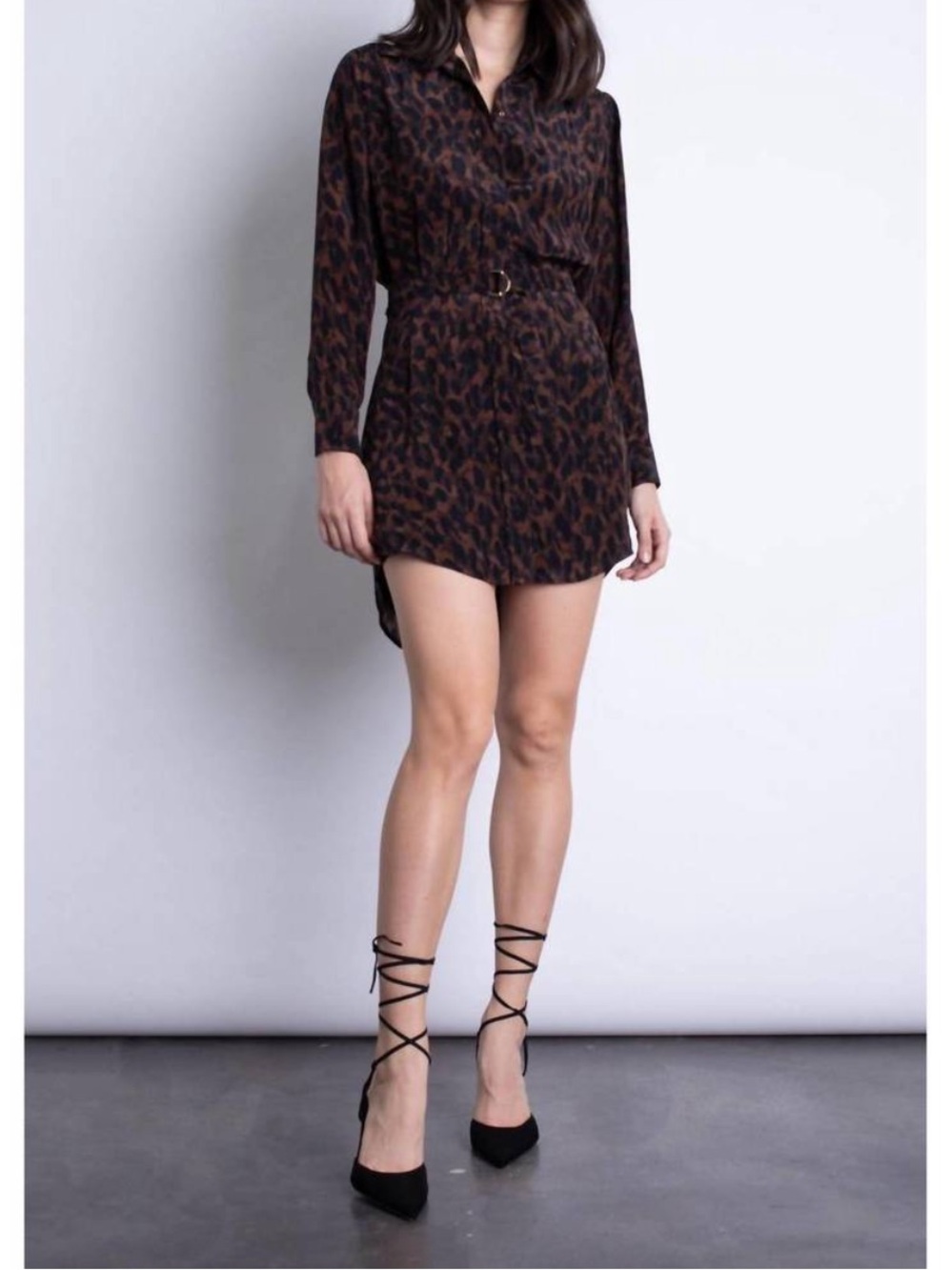 NEW KARINA GRIMALDI kylie print mini dress - in leopard brown XS Oversized